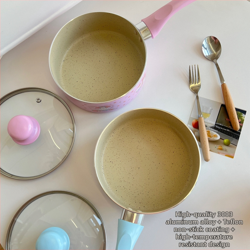 Японски крем Kulomi Big Ear Dog Merlot Home Dormitory Незалепващ тиган с капак Готвене Нудли Пържено Яйце Мляко Тиган Супа Тенджера