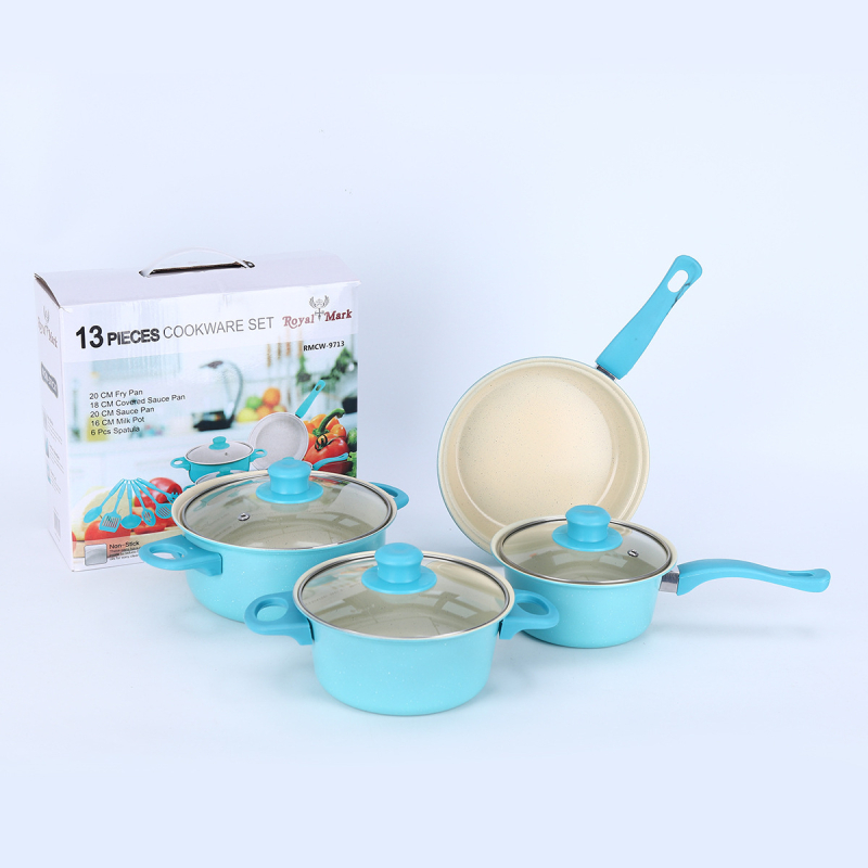 Užsienio prekybos eksporto puodai ir keptuvės, 13 dalių nepridegančios keptuvės sriubai, pieno puodui, spalvotai dėžutei, verslo dovanos, gamintojai, didmeninė prekyba