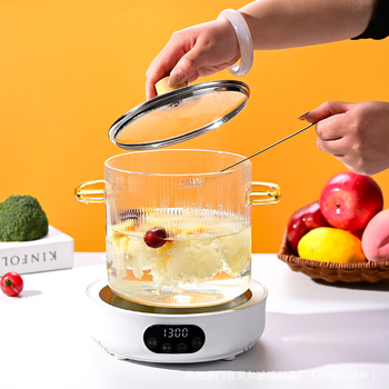 Didelio borosilikatinio stiklo puodas su atvira liepsna, atsparus aukštai temperatūrai, mažas pieno puodas, skaidrus garintuvas, elektrinė keraminė viryklė, specialus raudonojo vyno puodas, ypač didelis