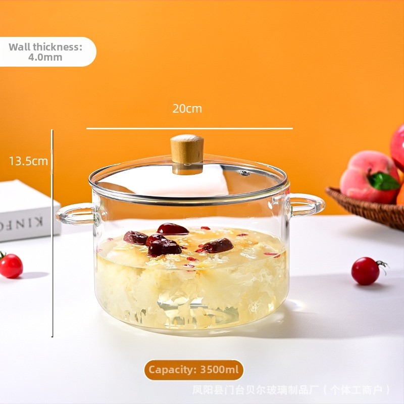 Didelio borosilikatinio stiklo puodas su atvira liepsna, atsparus aukštai temperatūrai, mažas pieno puodas, skaidrus garintuvas, elektrinė keraminė viryklė, specialus raudonojo vyno puodas, ypač didelis