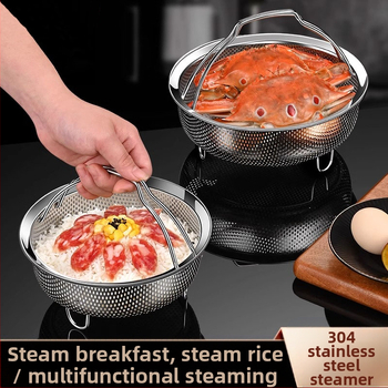 304 nerūsējošā tērauda tvaicētājs rīsu vārītājs ūdensnecaurlaidīgs sabiezināts tvaicētājs tvaicēti dārzeņi tvaicētas maizītes ar rokturi tvaicēšanas režģis tvaicēšanas režģis tvaicēšanas režģi