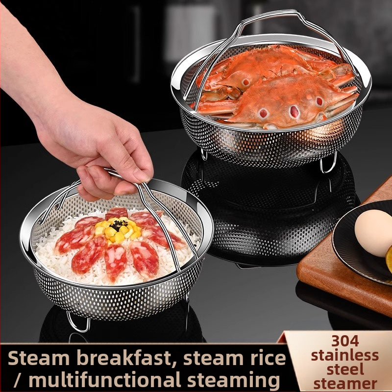 304 nerūsējošā tērauda tvaicētājs rīsu vārītājs ūdensnecaurlaidīgs sabiezināts tvaicētājs tvaicēti dārzeņi tvaicētas maizītes ar rokturi tvaicēšanas režģis tvaicēšanas režģis tvaicēšanas režģi