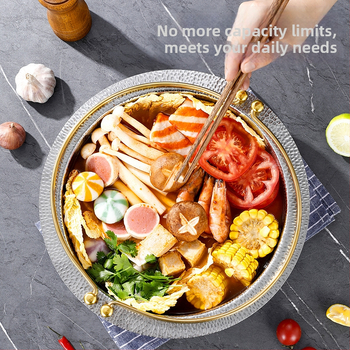 Trisluoksnis plieninis japoniškas „Shouxi“ puodas, korėjietiškas plokščiadugnis karštas puodas, pakabinamas puodas, nerūdijančio plieno karštas puodas, jūros gėrybių troškintas puodas, sausas puodas