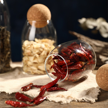 Σφαιρικό βάζο ιαπωνικού τύπου από φελλό, σφραγισμένο για κουζίνα, γυάλινο βάζο αποθήκευσης για κόκκους καφέ, διαφανές γυάλινο βάζο