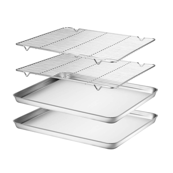 Amazon lapos aljú rozsdamentes acél sütőtálca hűtőállvány öltöny rácsos sütőelosztó állvány 304 négyzet alakú tálca többcélú sütőtálca