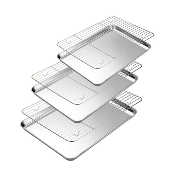 Ψυγείο ταψιού από ανοξείδωτο ατσάλι με επίπεδη βάση Amazon, σχάρα διανομής ψησίματος πλέγματος 304 τετραγωνικό ταψί, πολλαπλών χρήσεων ταψί φούρνου