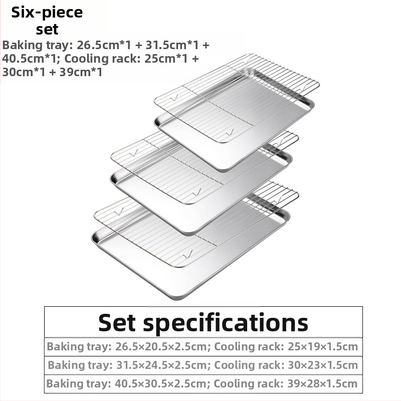 Amazon lapos aljú rozsdamentes acél sütőtálca hűtőállvány öltöny rácsos sütőelosztó állvány 304 négyzet alakú tálca többcélú sütőtálca