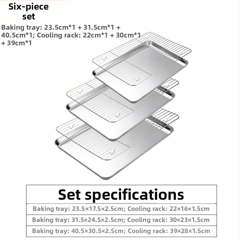 Amazon lapos aljú rozsdamentes acél sütőtálca hűtőállvány öltöny rácsos sütőelosztó állvány 304 négyzet alakú tálca többcélú sütőtálca
