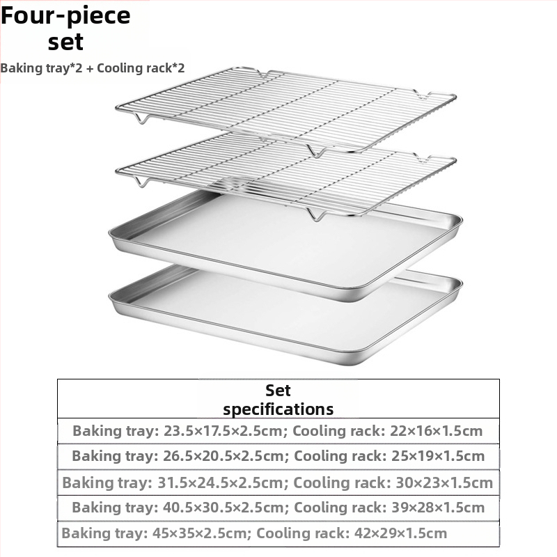 Amazon lapos aljú rozsdamentes acél sütőtálca hűtőállvány öltöny rácsos sütőelosztó állvány 304 négyzet alakú tálca többcélú sütőtálca