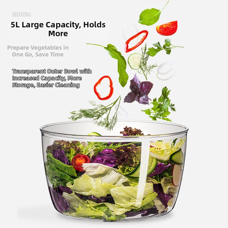 Дехидратор за зеленчуци Press, домакински центрофуга и дехидратор за салати, многофункционален въртящ се кош за оттичане с голям капацитет, леген за зеленчуци