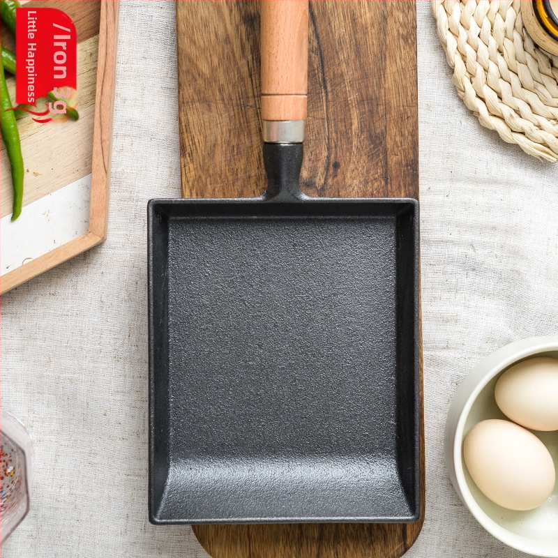 Японски тамагояки, дебел тиган за печени яйца, квадратен тиган за омлет, незалепващ тиган без покритие, чугунен тиган