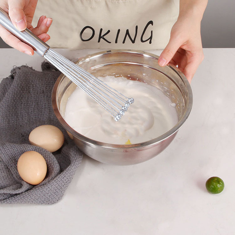 Nerūdijančio plieno rankinis kiaušinių plaktuvas, spyruoklinis kiaušinių maišytuvas, grietinėlės ir tešlos maišymo lazdelė, kepimo įrankis