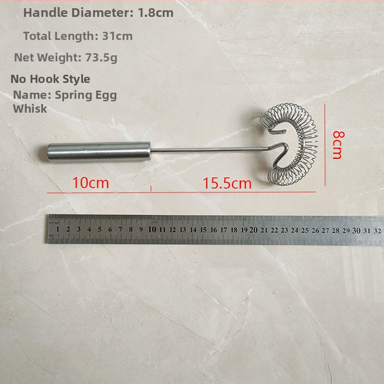 Nerūdijančio plieno rankinis kiaušinių plaktuvas, spyruoklinis kiaušinių maišytuvas, grietinėlės ir tešlos maišymo lazdelė, kepimo įrankis