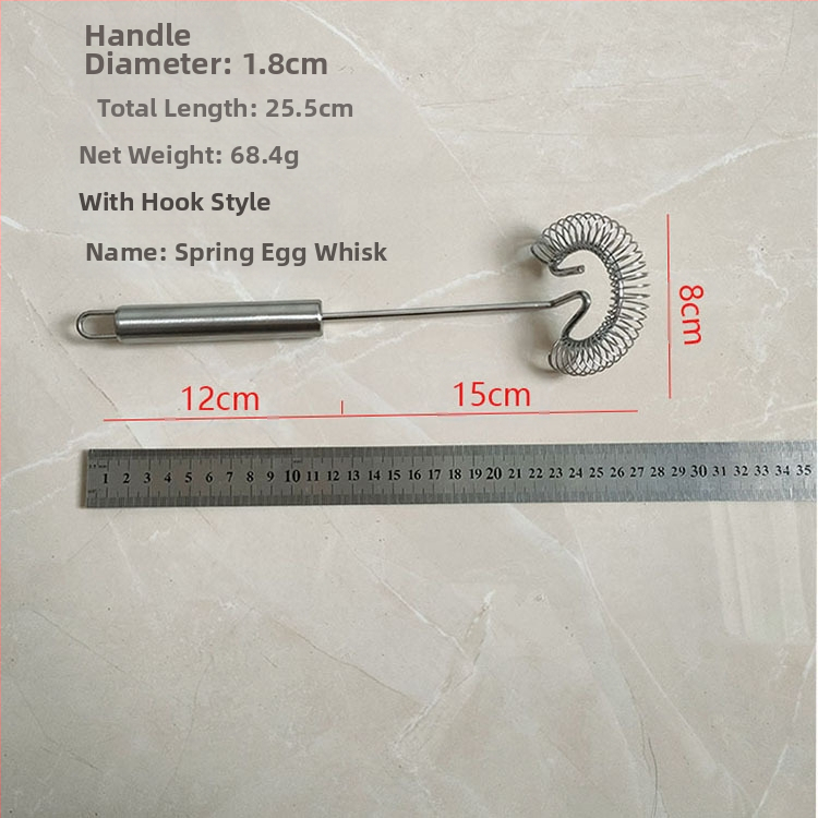 Nerūdijančio plieno rankinis kiaušinių plaktuvas, spyruoklinis kiaušinių maišytuvas, grietinėlės ir tešlos maišymo lazdelė, kepimo įrankis