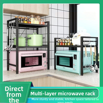 Konyhai mikrohullámú sütő állvány, háztartási tároló, többcélú, többrétegű edénytartó, sütő többrétegű állvány, pulti tárolóállvány
