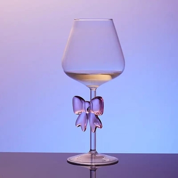 Μοντέρνο ροζ παπιγιόν Princess από βοριοπυριτικό γυαλί με μεγάλο φιόγκο, ποτήρι χυμού, στυλ Ins