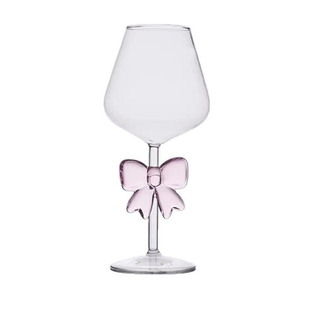 Μοντέρνο ροζ παπιγιόν Princess από βοριοπυριτικό γυαλί με μεγάλο φιόγκο, ποτήρι χυμού, στυλ Ins