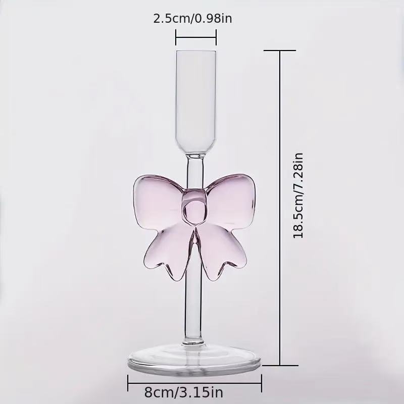 Trendi rózsaszín csokornyakkendős hercegnő boroszilikát üvegpohár nagy masnival, gyümölcslépohár, ins stílus