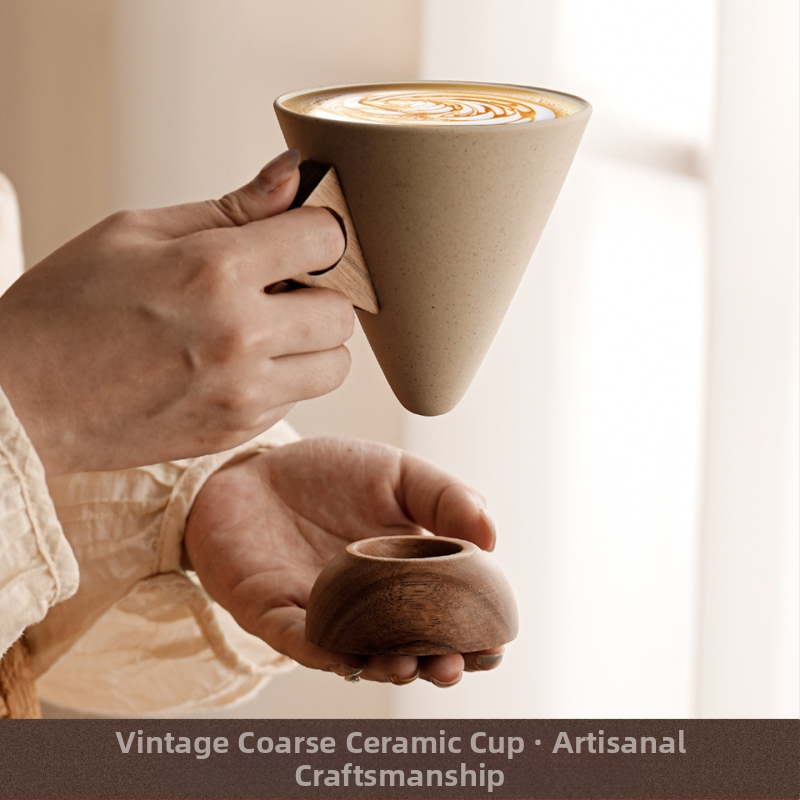 Keskaegses stiilis loominguline kivinõude kohvitass, kruus, tipptasemel nišš, peen Ameerika latte kohvikeraamiline eritass