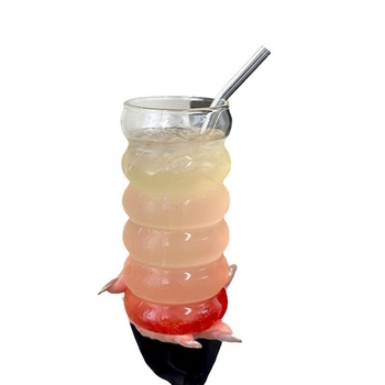 Υψηλής αξίας φυσητό χειροποίητο φλιτζάνι κάμπια, κυματοειδές γυάλινο φλιτζάνι καφέ γάλακτος, χαριτωμένο φλιτζάνι καφέ με σπειροειδή θηλιά