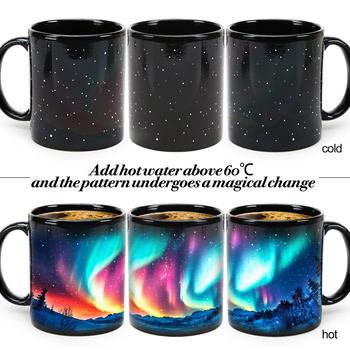 Virmaliste seeria värvimuutev tass, tähistaeva tass, soojendusega värvimuutev tass, internetikuulsuste keraamiline tass, piiriülene loominguline märgistusveetass