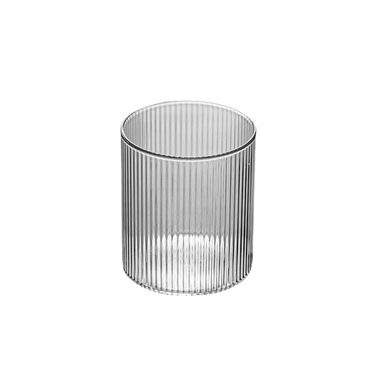 Testreszabott függőleges mintázatú üveg háztartási pohár stílusos, magas boroszilikát üveg vízcsésze átlátszó teáscsésze kreatív borospohár