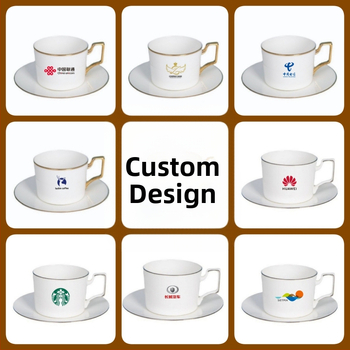 Χονδρικό κεραμικό φλιτζάνι καφέ με χρυσό χείλος και σετ πιατακιών από κόκαλα Κίνα απλό δημιουργικό φλιτζάνι απογευματινού τσαγιού στο σπίτι σουβενίρ φεστιβάλ στα μέσα του φθινοπώρου