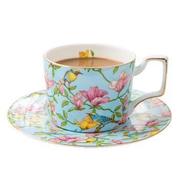 Χονδρικό κεραμικό φλιτζάνι καφέ με χρυσό χείλος και σετ πιατακιών από κόκαλα Κίνα απλό δημιουργικό φλιτζάνι απογευματινού τσαγιού στο σπίτι σουβενίρ φεστιβάλ στα μέσα του φθινοπώρου