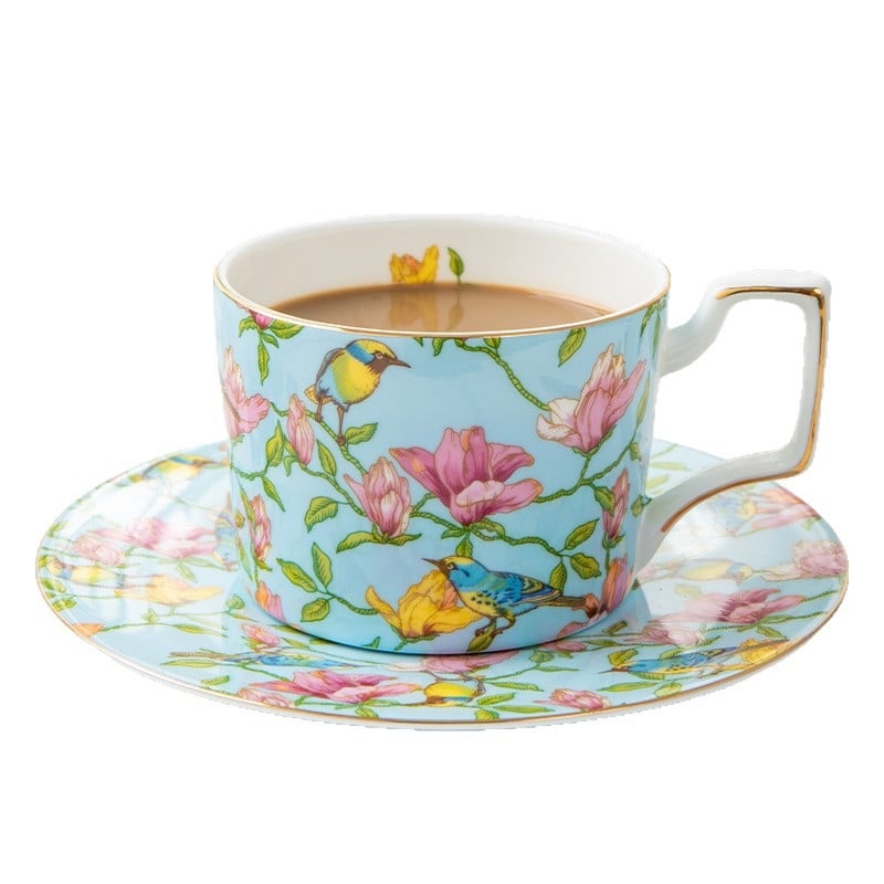 Nagykereskedelmi aranyozott peremes kerámia kávéscsésze és csészealj készlet, csont porcelánból, egyszerű, kreatív otthoni délutáni teáscsésze, őszi fesztivál emléktárgy