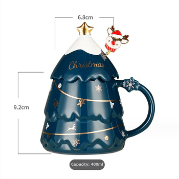 Kruus jõuludeks keraamiline tass kaane ja lusikaga ärikingitus paarile suure mahutavusega tass kohandatud logo loominguline disain