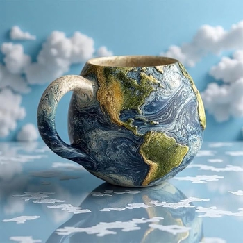 Διασυνοριακή Συλλογή Πλανητικών Κούπων Νέου Προϊόντος με Διαστημικό Θέμα, Κύπελλο Καφέ από Ρητίνη Ορυκτών Κρυστάλλων