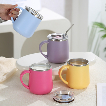 Kõrge väärtusega kruus tüdrukutele mõeldud kaasaskantav kohvitass kaanega, kahekihiline, põletuskindel, suletud roostevabast terasest majapidamiskruus