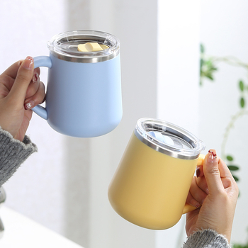 Kõrge väärtusega kruus tüdrukutele mõeldud kaasaskantav kohvitass kaanega, kahekihiline, põletuskindel, suletud roostevabast terasest majapidamiskruus