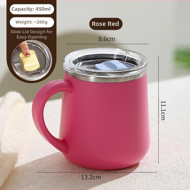 Kõrge väärtusega kruus tüdrukutele mõeldud kaasaskantav kohvitass kaanega, kahekihiline, põletuskindel, suletud roostevabast terasest majapidamiskruus