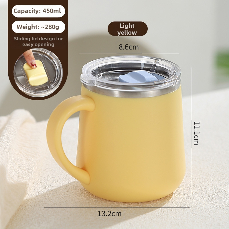 Kõrge väärtusega kruus tüdrukutele mõeldud kaasaskantav kohvitass kaanega, kahekihiline, põletuskindel, suletud roostevabast terasest majapidamiskruus