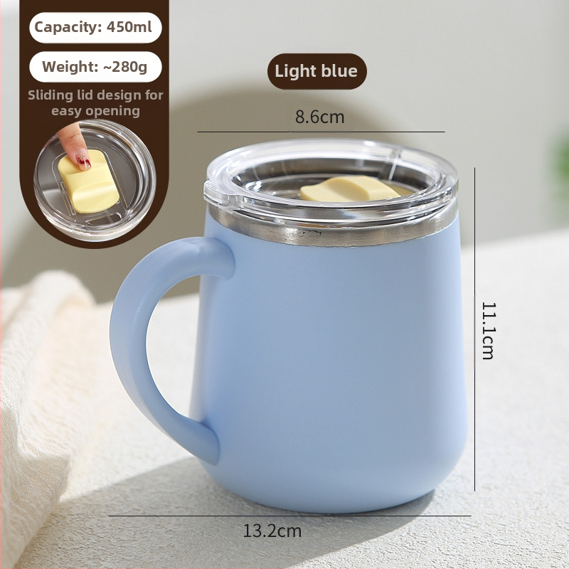 Kõrge väärtusega kruus tüdrukutele mõeldud kaasaskantav kohvitass kaanega, kahekihiline, põletuskindel, suletud roostevabast terasest majapidamiskruus