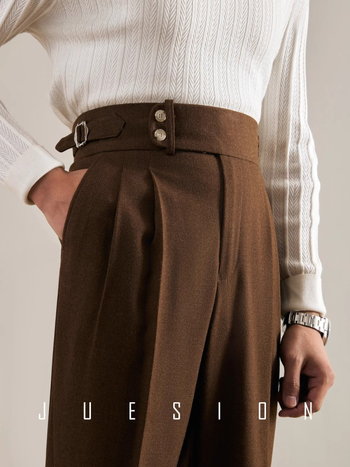 Olasz stílusú Nápolyi kis western nadrág, őszi-téli, magas derekú, egyenes szabású férfi üzleti lezser nadrág, kiváló minőségű öltönynadrág