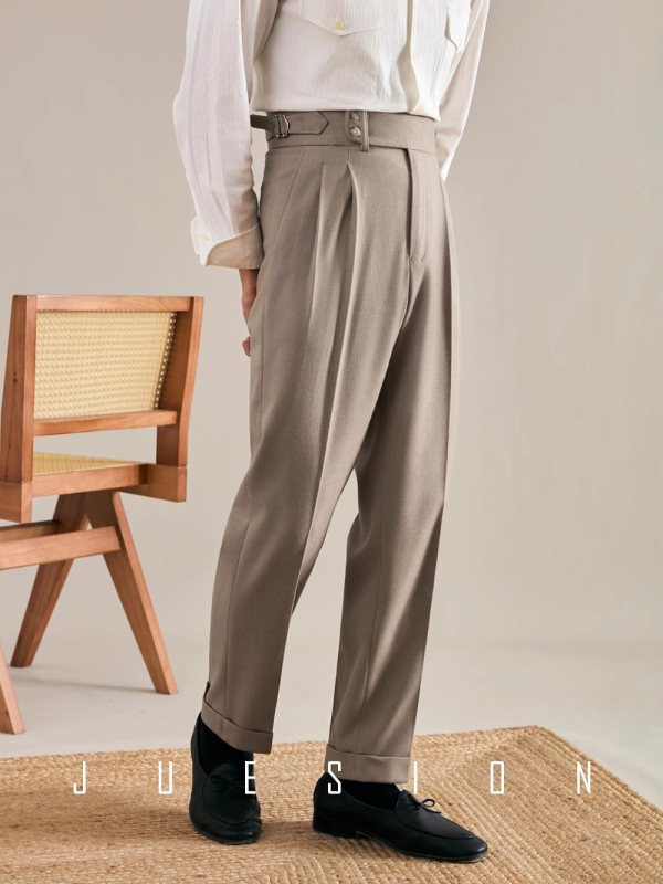 Olasz stílusú Nápolyi kis western nadrág, őszi-téli, magas derekú, egyenes szabású férfi üzleti lezser nadrág, kiváló minőségű öltönynadrág
