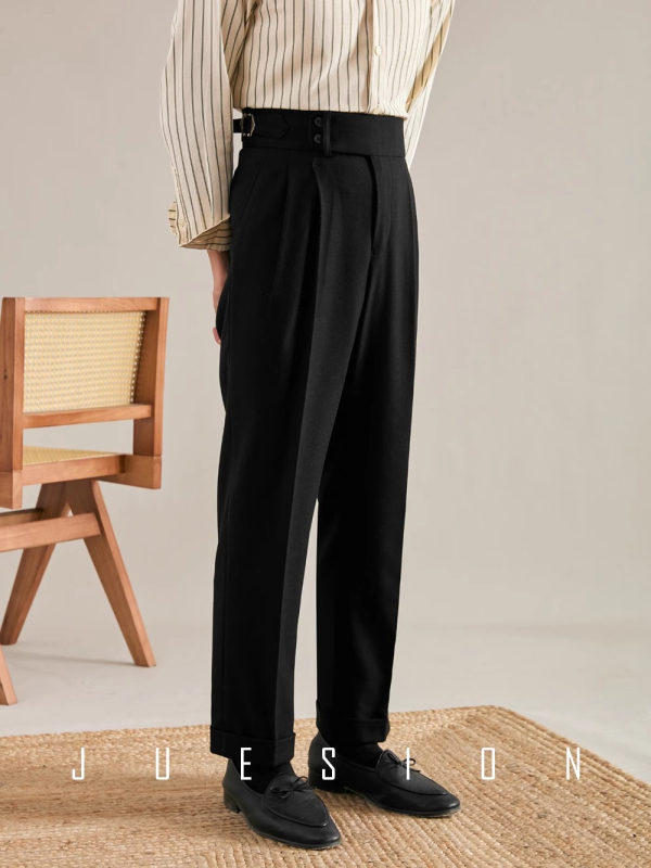 Olasz stílusú Nápolyi kis western nadrág, őszi-téli, magas derekú, egyenes szabású férfi üzleti lezser nadrág, kiváló minőségű öltönynadrág