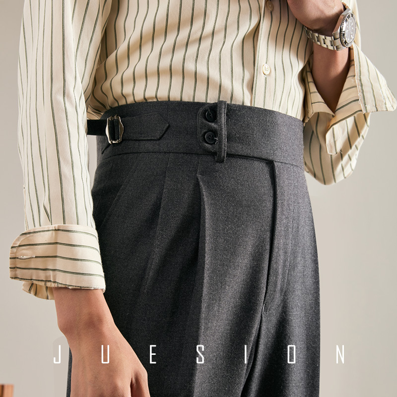 Olasz stílusú Nápolyi kis western nadrág, őszi-téli, magas derekú, egyenes szabású férfi üzleti lezser nadrág, kiváló minőségű öltönynadrág