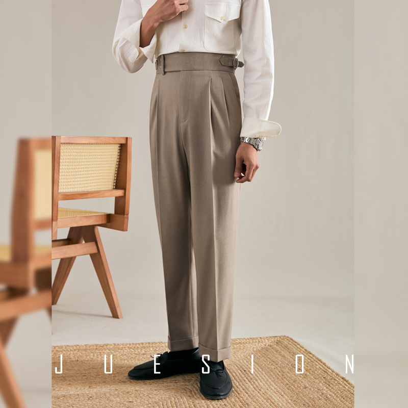 Olasz stílusú Nápolyi kis western nadrág, őszi-téli, magas derekú, egyenes szabású férfi üzleti lezser nadrág, kiváló minőségű öltönynadrág