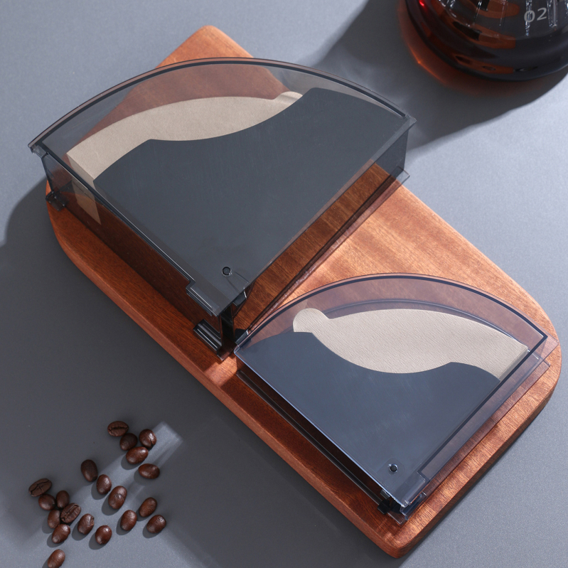 Kézi kávéfilter-tároló doboz V60 legyező alakú szűrőpapír-doboz V01/V02 szűrőpapír pormentes tároló szűrőpapír-tartó