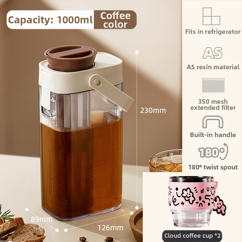 Külmpruulpott Kohvikann Kodune kaasaskantav külmik Külmaveepott Suure mahutavusega külmpruulpudeli teekann Jääpruulpudel