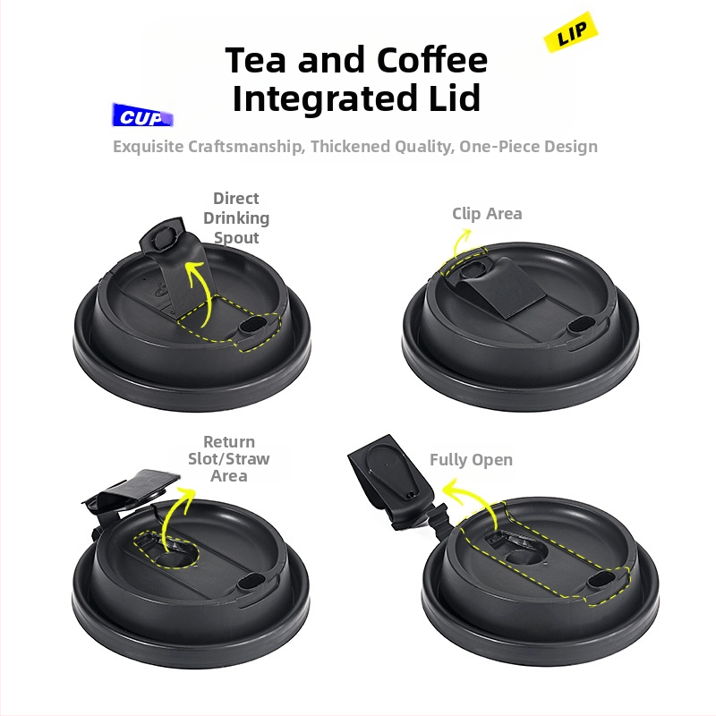 90 kalibro arbatos ir kavos integruotas dangtelis, madingas sniego lauko spalvos pieno arbatos puodelio dangtelis, vienkartinis plastikinis dangtelis, kavos integruotas puodelio dangtelis