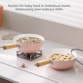 Nauja „Sakura“ miltelių keraminė keptuvė, vieno asmens neprideganti keptuvė, kūdikių maisto papildoma keptuvė, universali viryklė, maža „Wok“ didmeninė prekyba