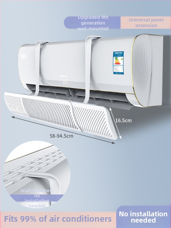 Naujo gamintojo oro kondicionieriaus priekinis stiklas su apsauga nuo tiesioginio pūtimo, teleskopiniu pakabinamu oro kondicionieriaus išleidimo anga, vėjo deflektorius be kondensato