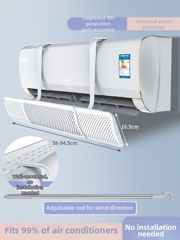 Naujo gamintojo oro kondicionieriaus priekinis stiklas su apsauga nuo tiesioginio pūtimo, teleskopiniu pakabinamu oro kondicionieriaus išleidimo anga, vėjo deflektorius be kondensato