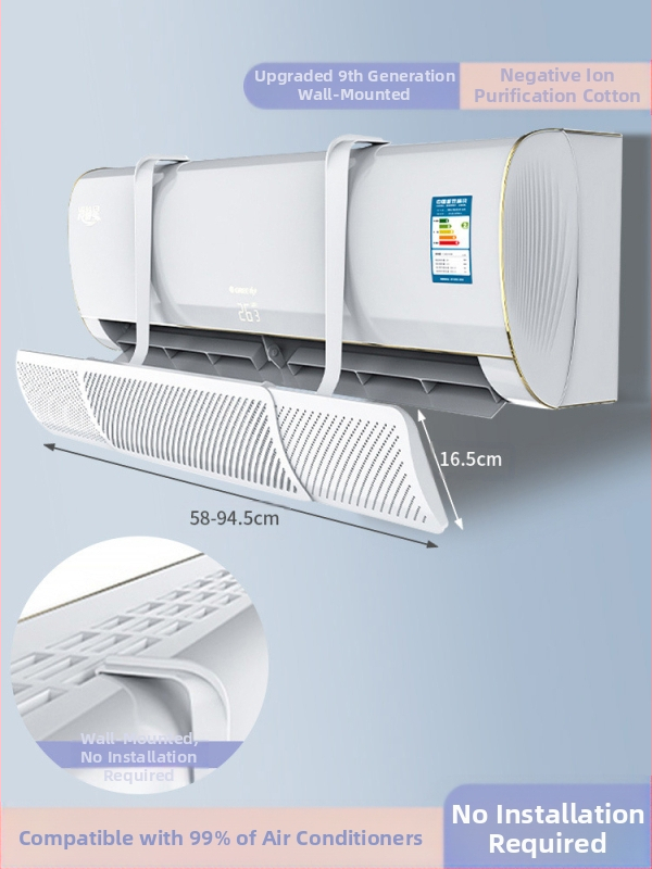 Naujo gamintojo oro kondicionieriaus priekinis stiklas su apsauga nuo tiesioginio pūtimo, teleskopiniu pakabinamu oro kondicionieriaus išleidimo anga, vėjo deflektorius be kondensato