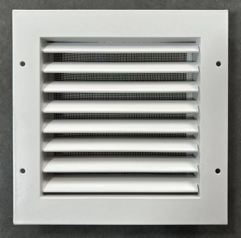 Tarpvalstybinės aliuminio lydinio žaliuzės oro išleidimo anga Išorinė siena Išlenktas mentė Kvėpuojanti vieno sluoksnio žaliuzė Centrinis oro kondicionavimo išleidimo angos apdorojimas