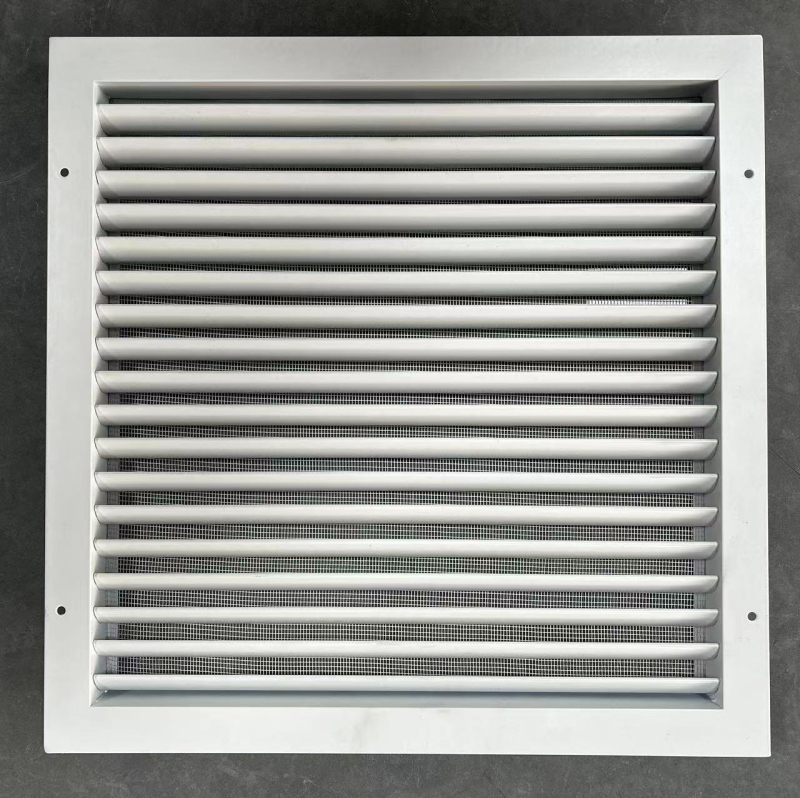 Tarpvalstybinės aliuminio lydinio žaliuzės oro išleidimo anga Išorinė siena Išlenktas mentė Kvėpuojanti vieno sluoksnio žaliuzė Centrinis oro kondicionavimo išleidimo angos apdorojimas